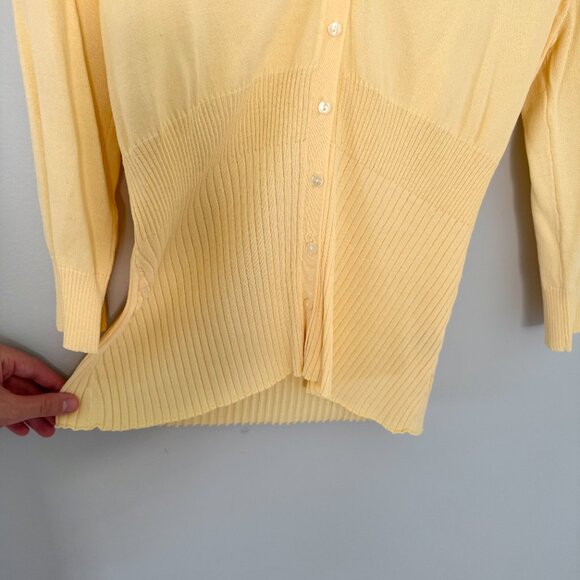 George Women's Yellow Ribbed Cardigan (Large) - Picture 3 of 10